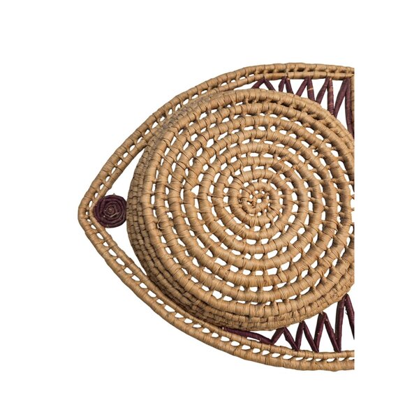 Handwoven Natural Straw Wall Basket Arrowhead Angel Fish - Picture 8 of 8